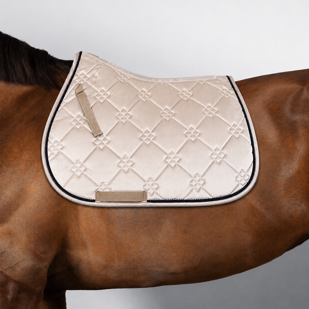 Beige Satin Quilted All Purpose Saddle Pad